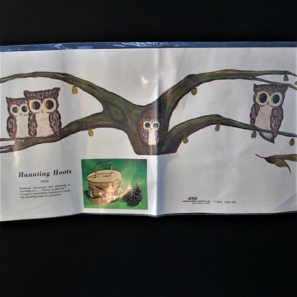 Haunting Hoots Owl Decoupage Vintage 1971